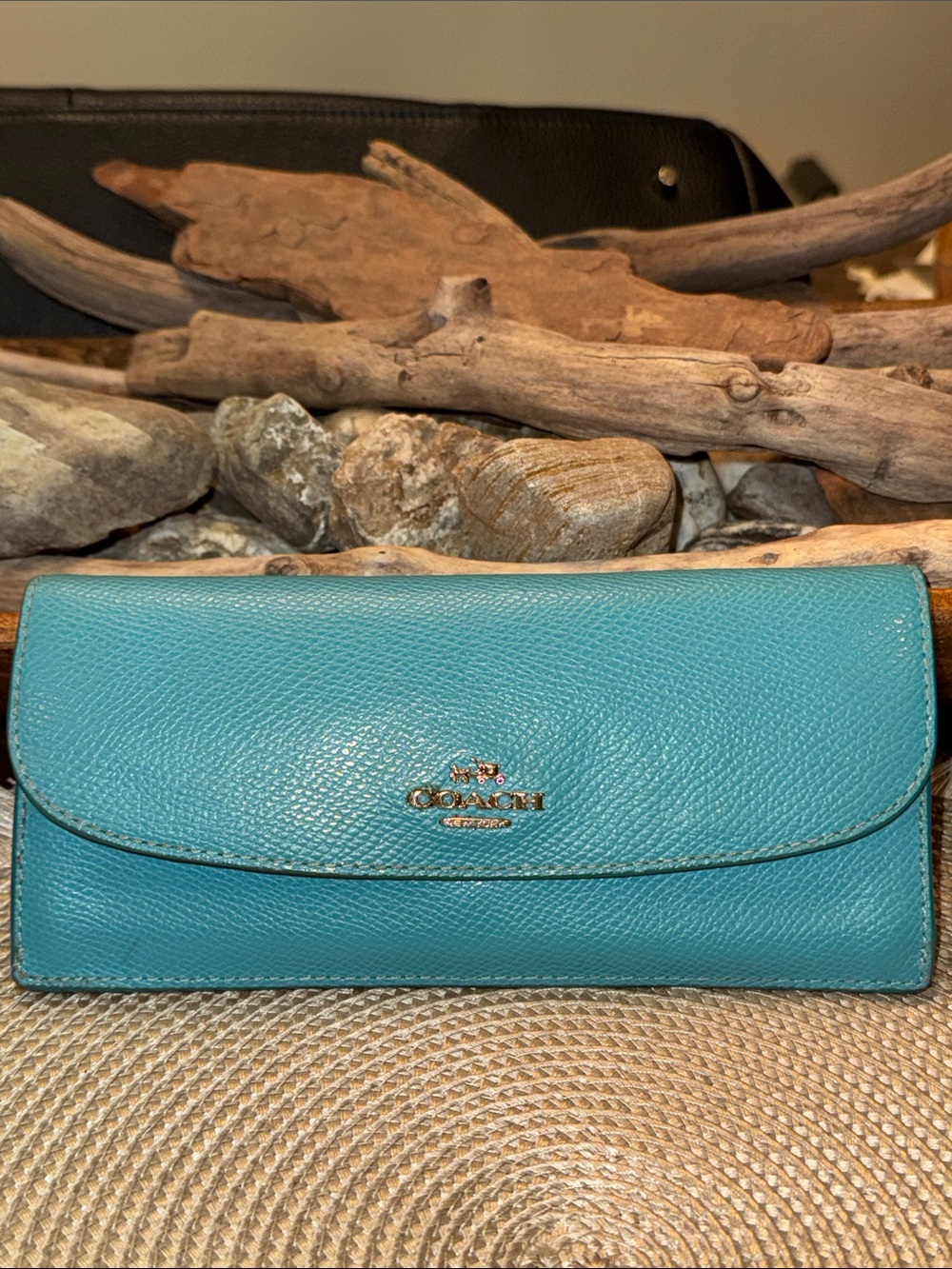Coach Turquoise Leather Continental Wallet